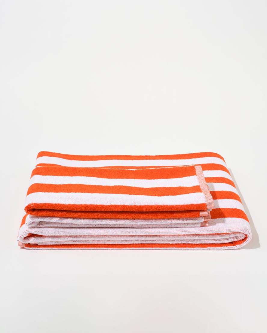 Towel Set Narrow Stripe in Orange