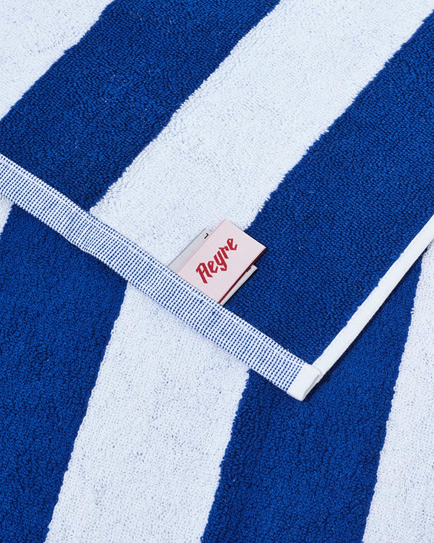 Towel Set Wide Stripe in Cobalt