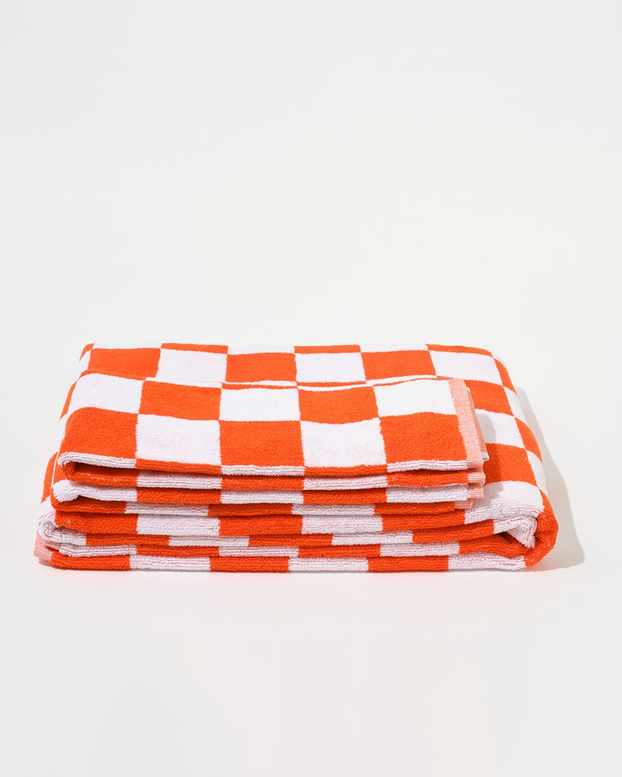 Towel Set Big Check in Orange
