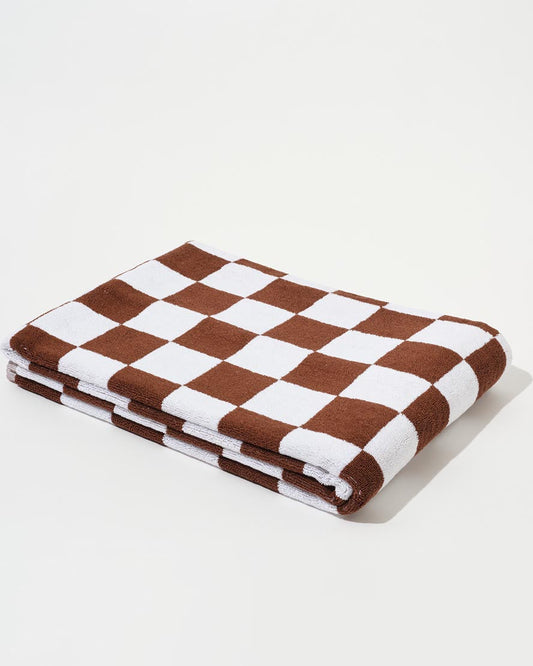 Towel Set Big Check in Brown