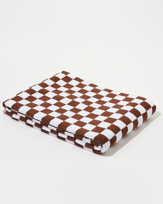 Towel Set Small Check in Brown