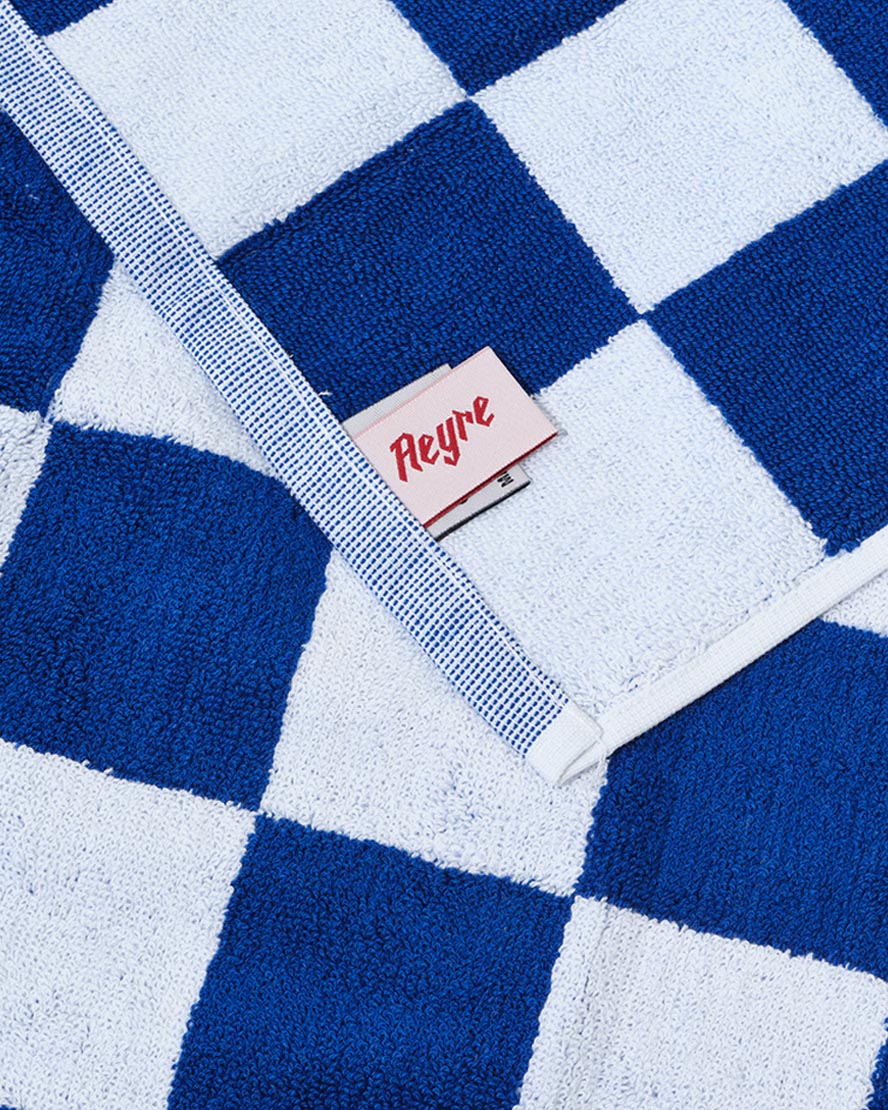 Towel Set Big Check in Cobalt
