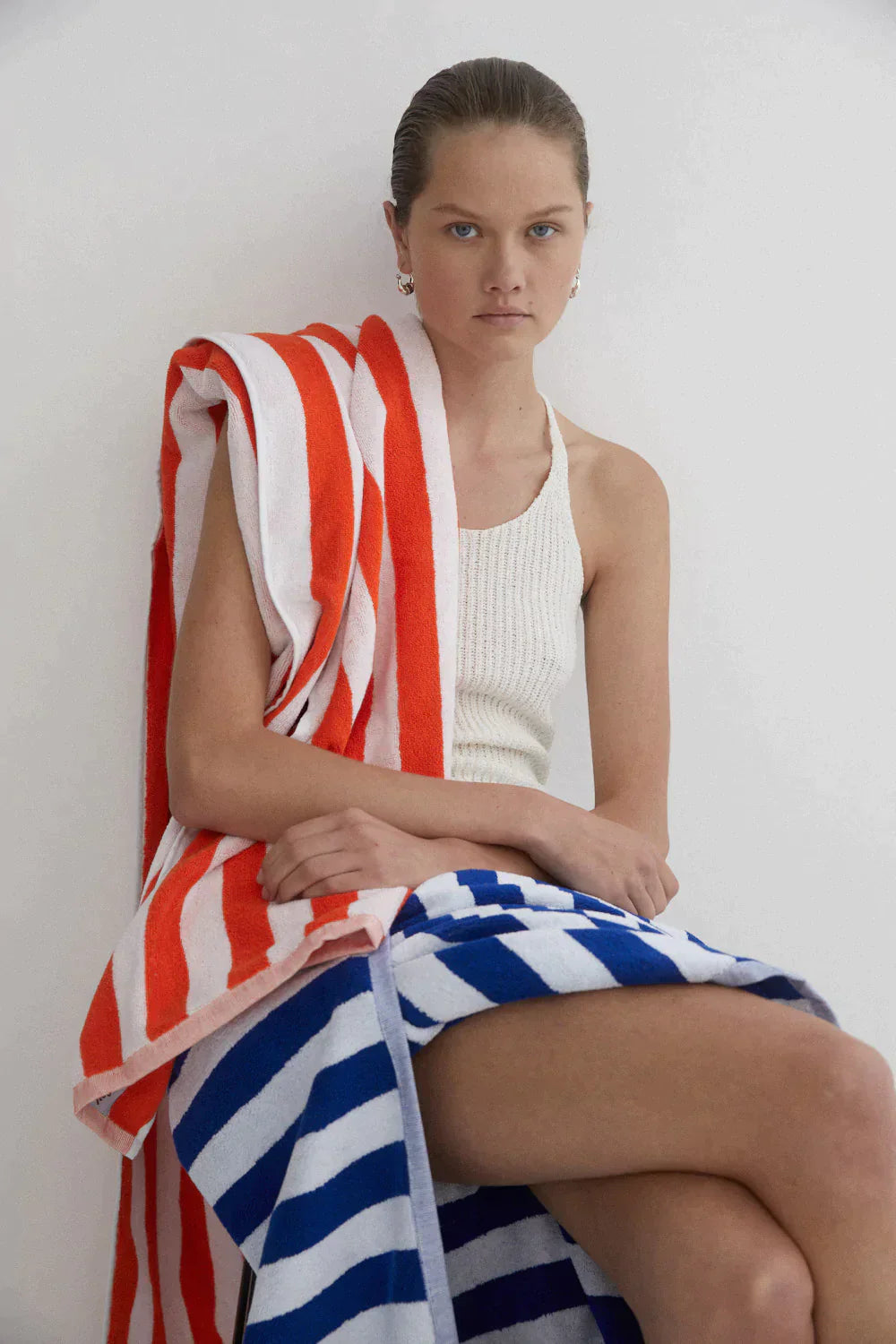 Towel Set Wide Stripe Orange - Reliquia Jewellery