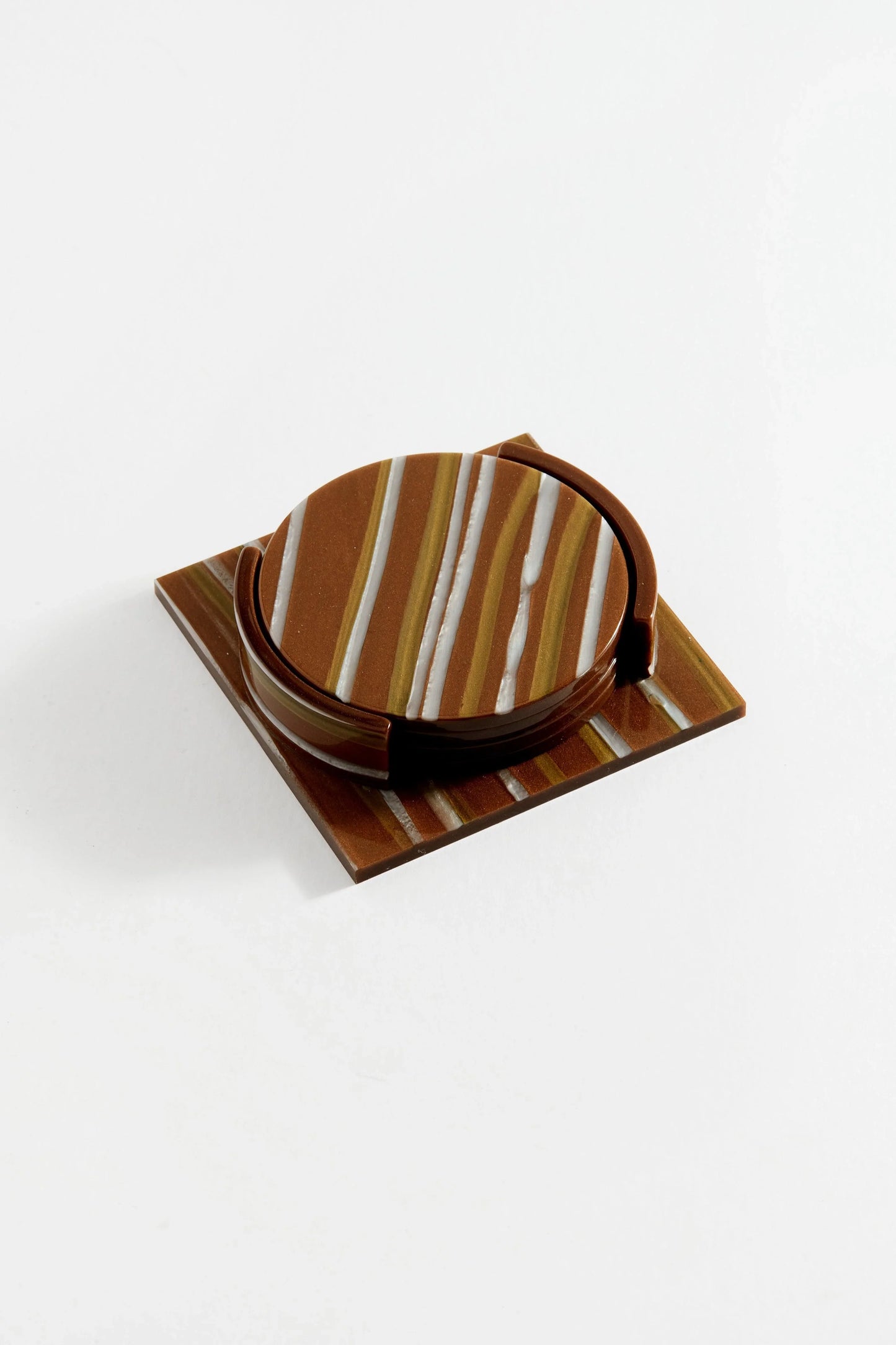 Coaster Set in Brown Stripe - Reliquia Jewellery