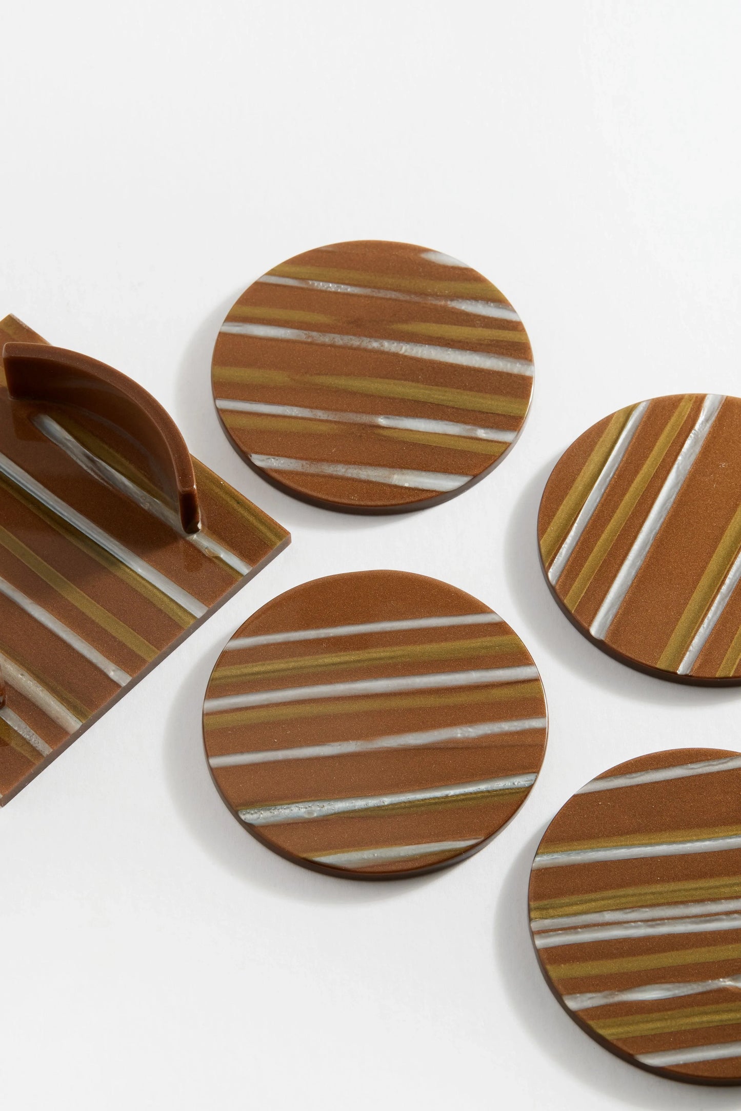 Coaster Set in Brown Stripe - Reliquia Jewellery