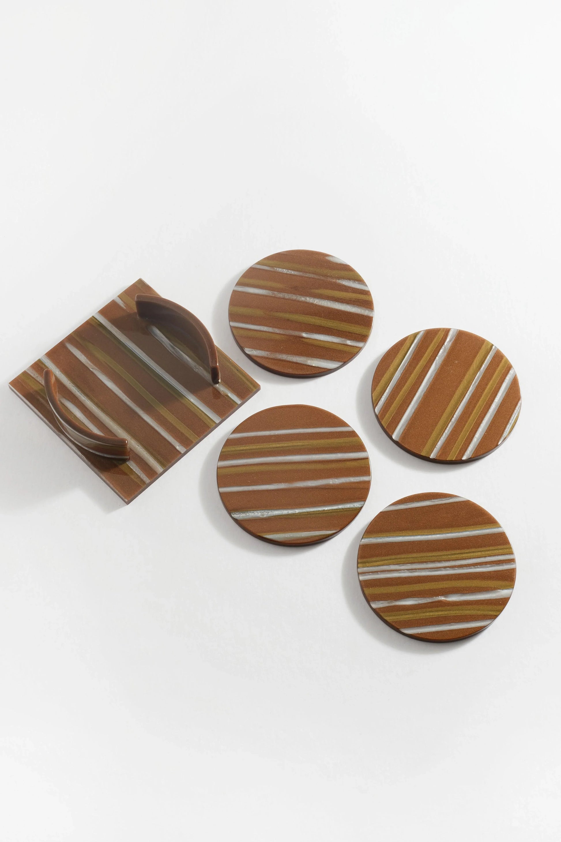 Coaster Set in Brown Stripe - Reliquia Jewellery