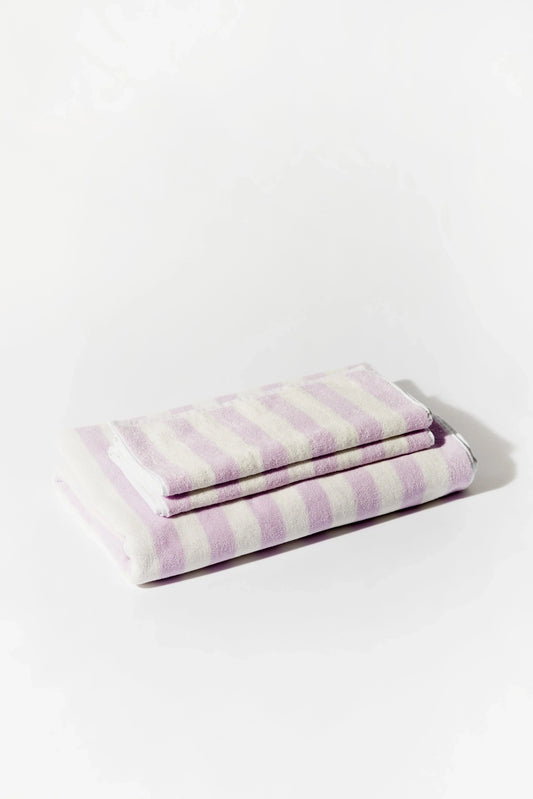 Towel Set Narrow Stripe Lilac - Reliquia Jewellery