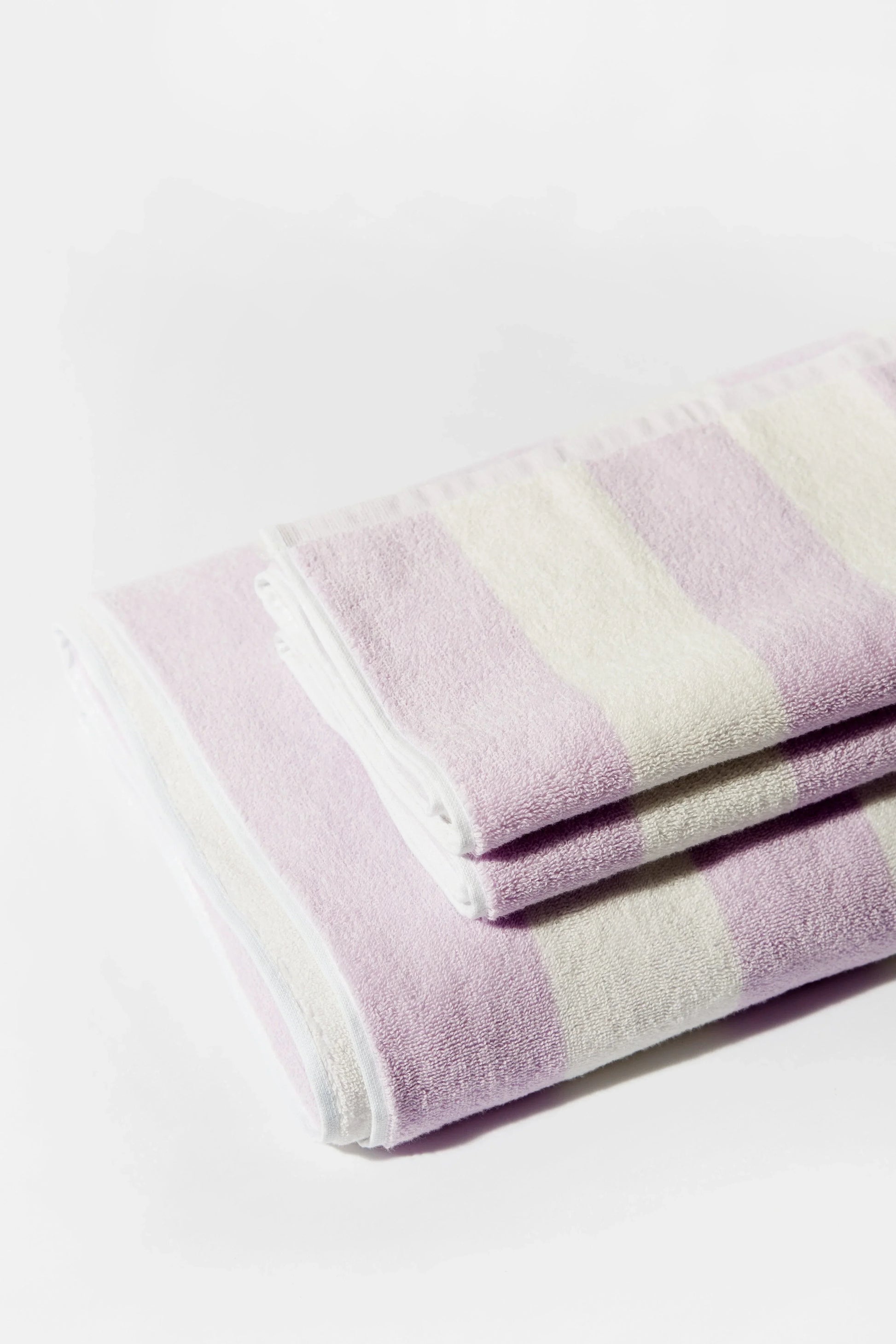 Towel Set Wide Stripe Lilac - Reliquia Jewellery